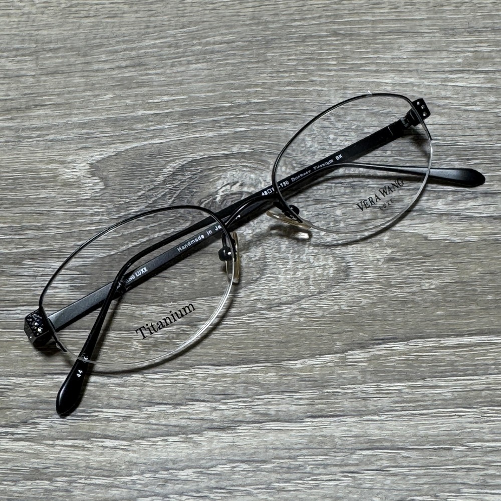 Vera Wang Luxe Duchess Titanium Eyeglasses Handmade Japan Black‎ Oval 48-17-130